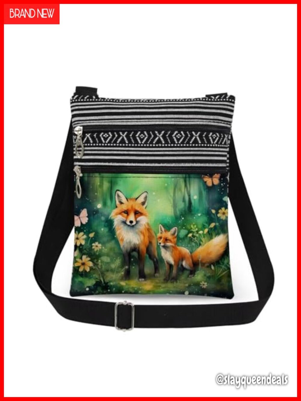 Ferret Print Crossbody Bag Adjustable Strap Polyester Zip Purse